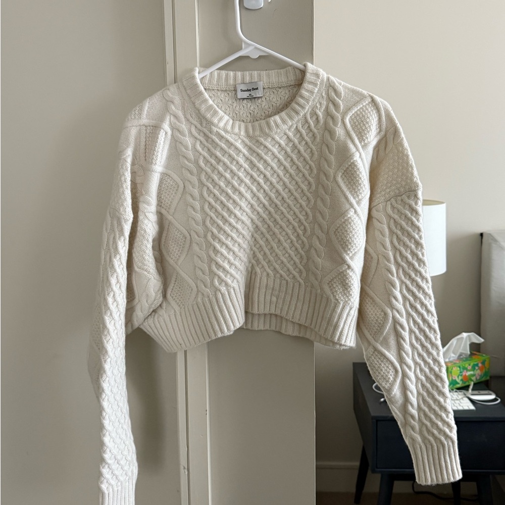 Sunday Best Peggy Cropped Sweater in Whisper White